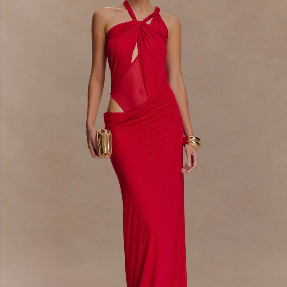 Edwina Knotted Mesh Maxi Dress